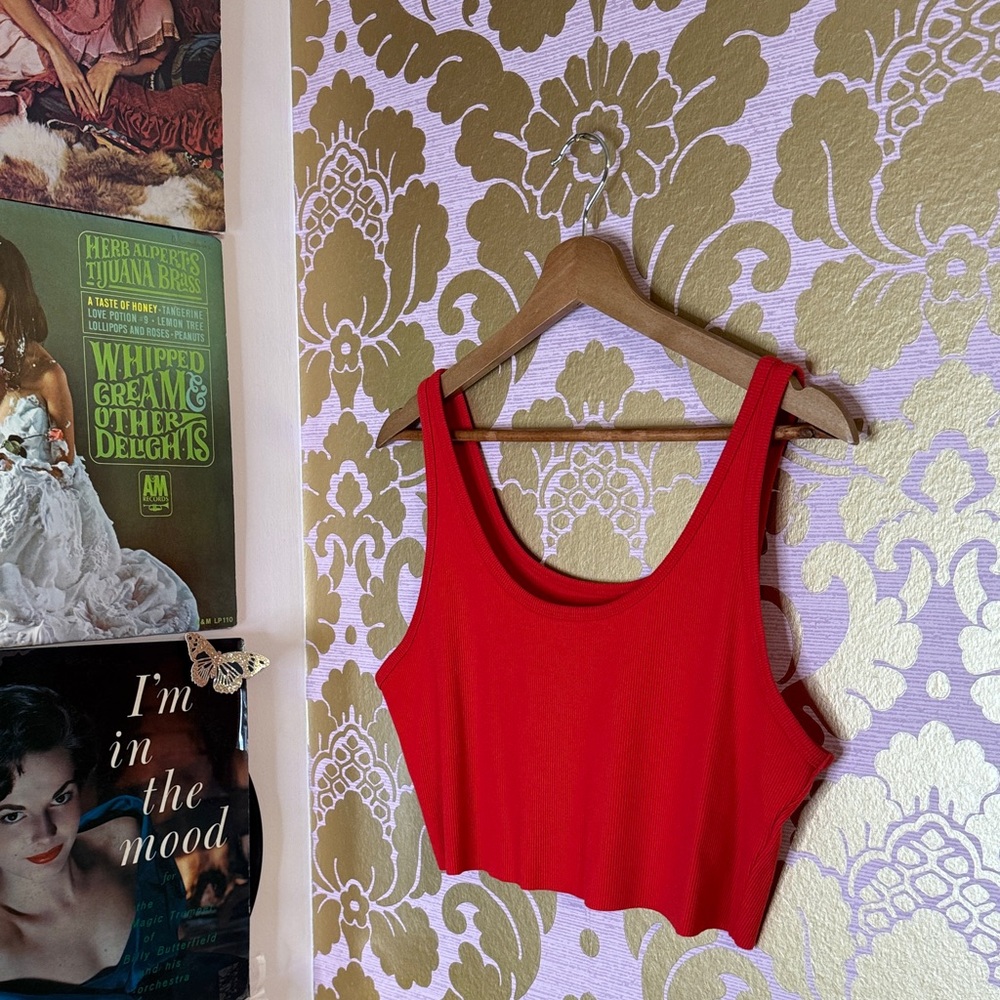 Wild fable Red tank top ribbed Crop Top size XL
